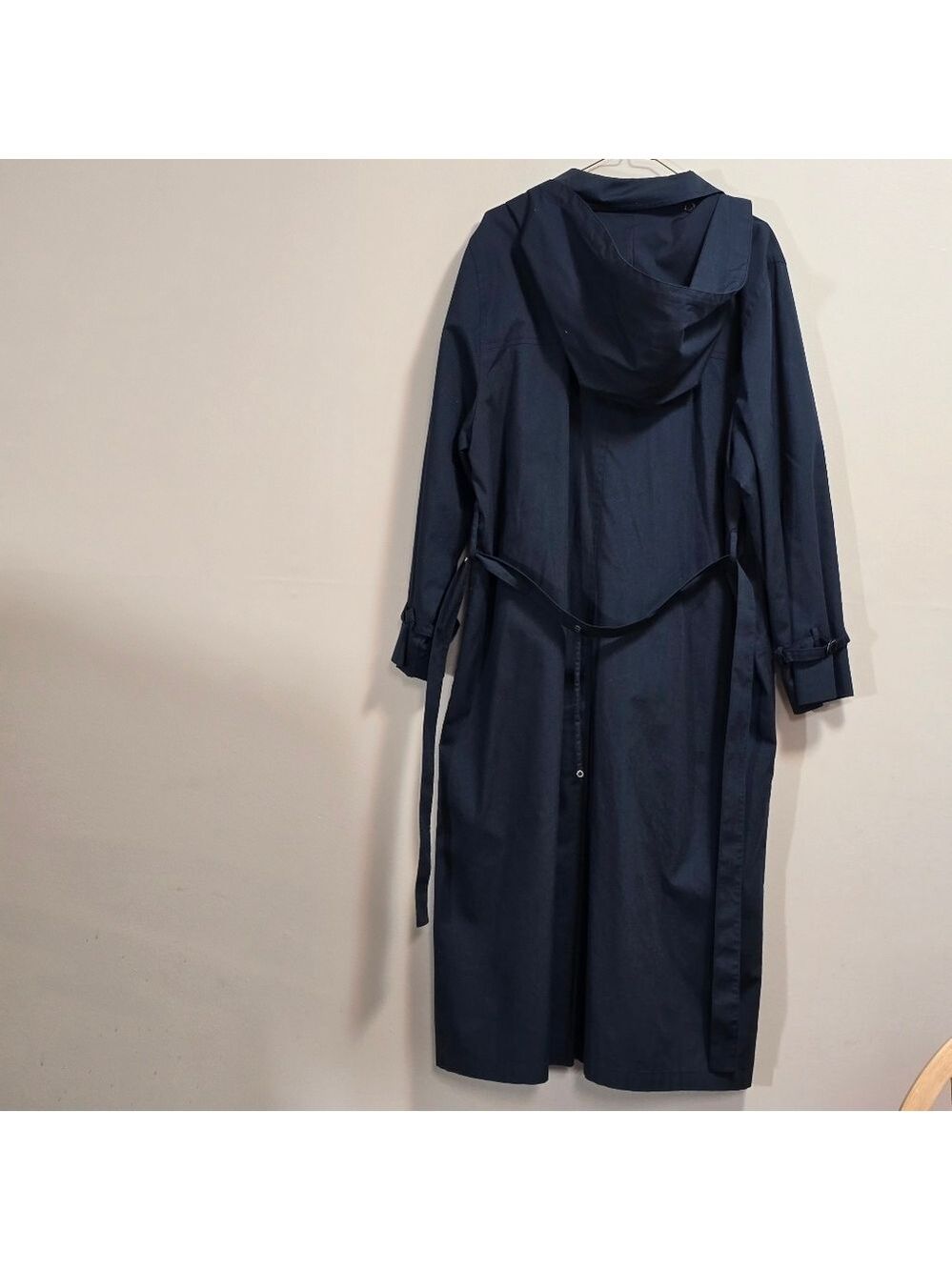 Vintage London Fog Classic Hooded Navy Blue Long Trench Coat Size 18 M UK - Picture 8 of 12